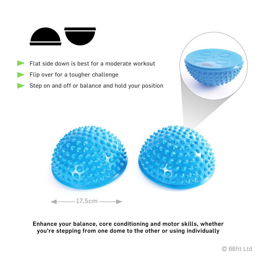 66fit Spiky Balance Pods (2 Pack) with Hand Pump — Inflatable Stability Balls