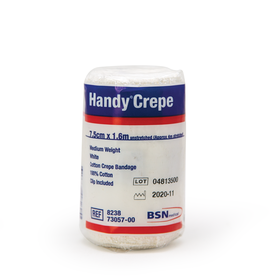 Handy Crepe – Medium-Weight Cotton Crepe Bandage (White) with Secure C