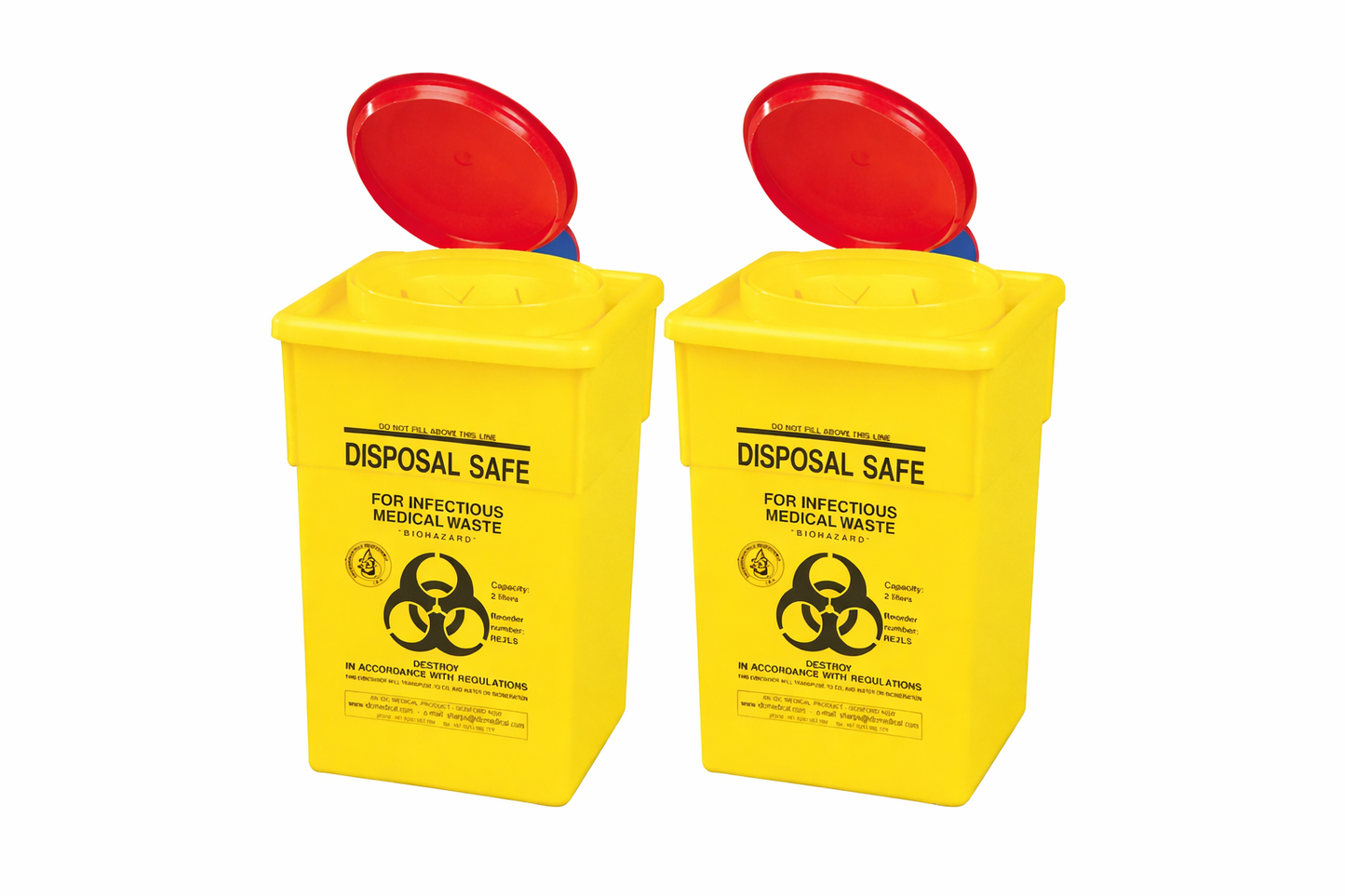 Sharps Container 2L – Steel Sharps Disposal Bin with 2 Inserts