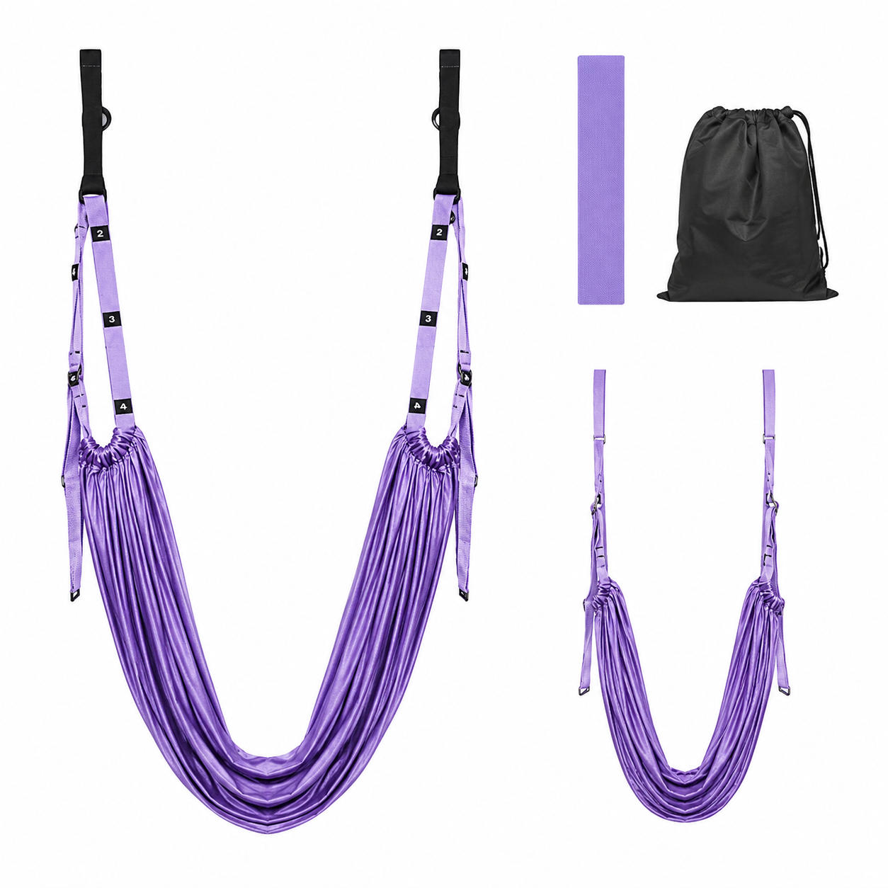 Purple Fitness Yoga Strap Band Waist Trainer Leg Door Swing Adjustable Ballet Dancer