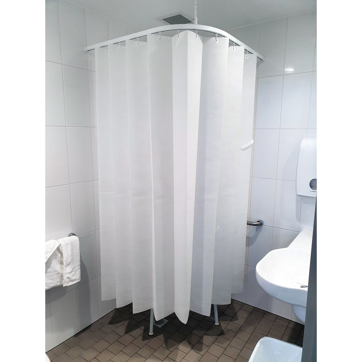 Haines Disposable Shower Curtain 2.5m x 1.8m White. Antimicrobial and fire retar