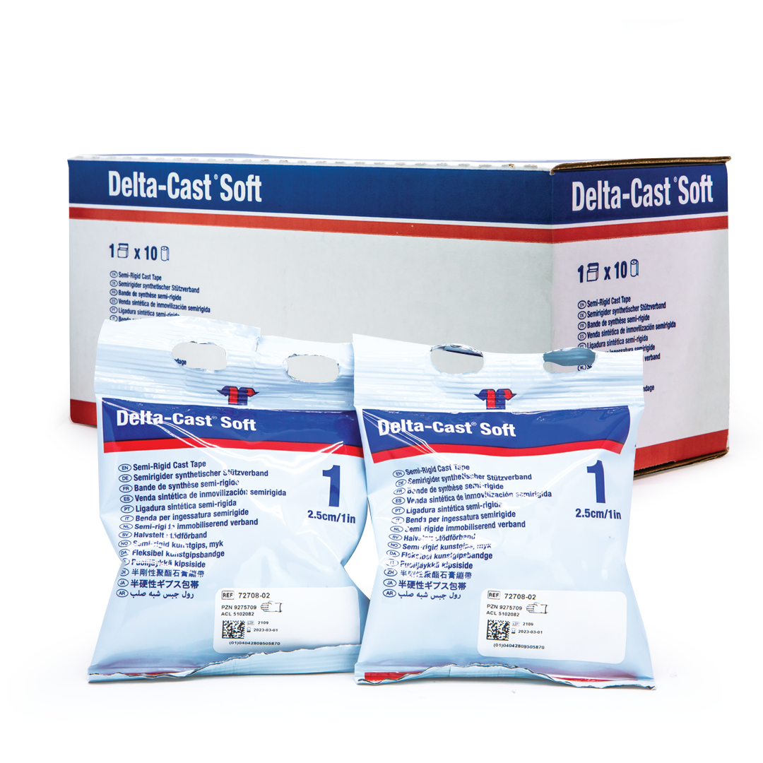 Delta-Cast Soft Fibreglass-Free Casting Tape — Blue 7.5 cm | Box of 10