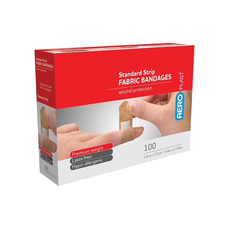 Fabric Adhesive Bandaids (Plasters) — 1.9 x 7.2 cm | Box of 40 or 100
