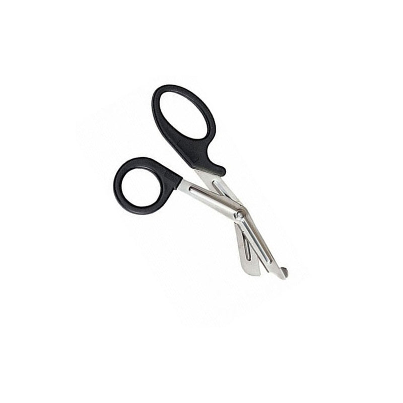Scissors: stainless steel blades, ergonomic Teflon handles