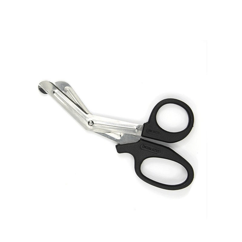 Scissors: stainless steel blades, ergonomic Teflon handles