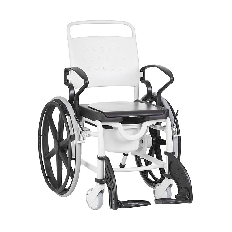 Self-Propelled Shower Commode Wheelchair - Hospital Grade, Red, 130kg Capacity
