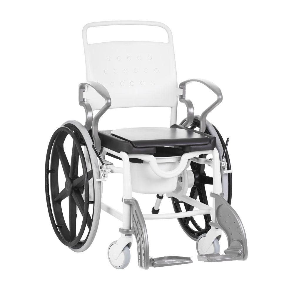 Self-Propelled Shower Commode Wheelchair - Hospital Grade, Red, 130kg Capacity