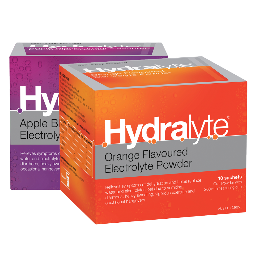 Hydralyte Electrolyte Powder Sachets – Pack of 10 + 200 mL Mixing Cup