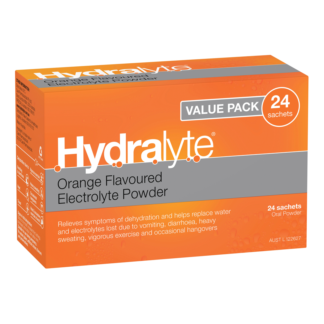 Hydralyte Electrolyte Powder Sachets – Pack of 24 (Oral Rehydration)