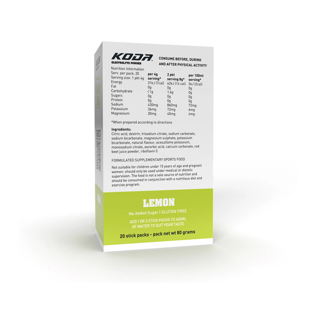 KODA Sugar-Free Electrolyte Powder Stick Packs - 20 Pack