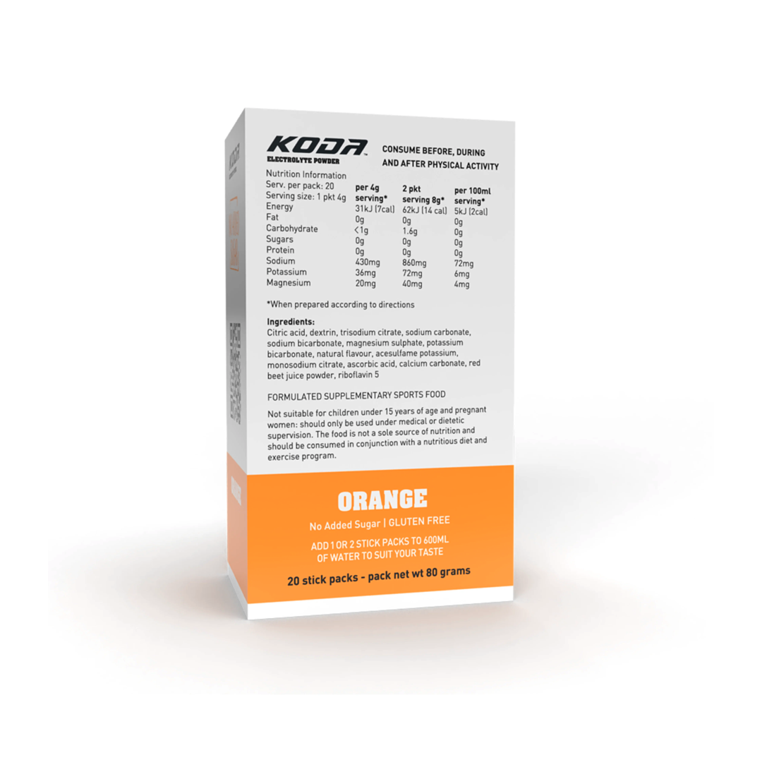 KODA Sugar-Free Electrolyte Powder Stick Packs - 20 Pack