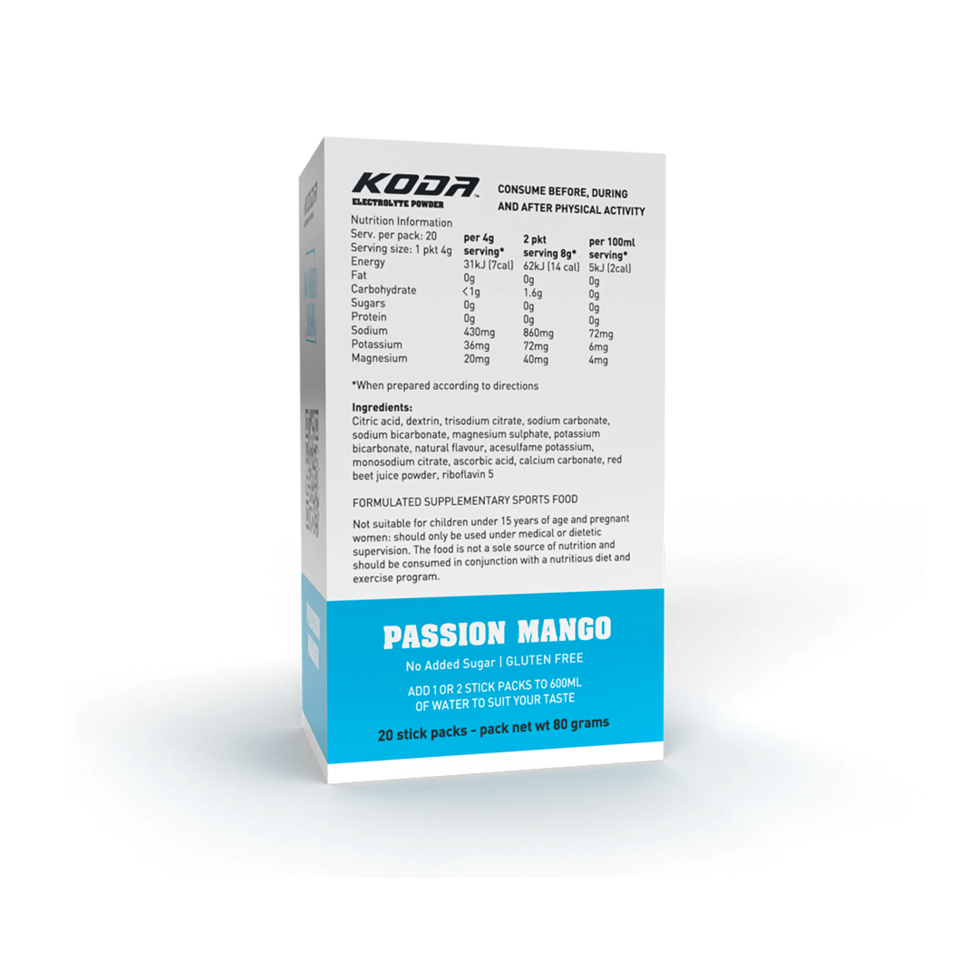 KODA Sugar-Free Electrolyte Powder Stick Packs - 20 Pack