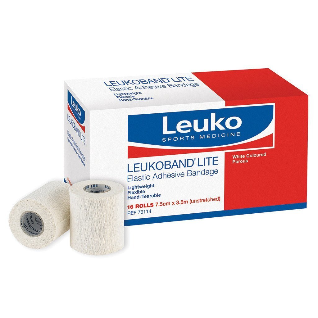 Leukoband Lite Hand‑Tearable Elastic Bandage — White, 6.5 m