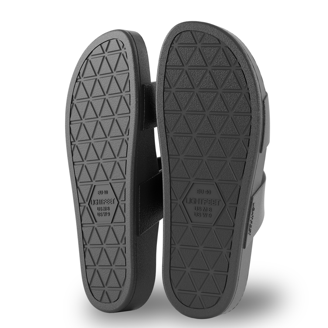 Lightfeet Double‑Strap Arch Support Slides — Black (Unisex)