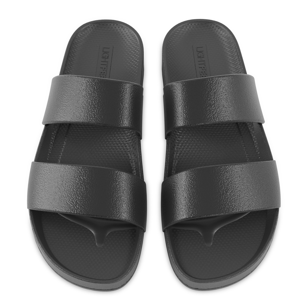 Lightfeet Double‑Strap Arch Support Slides — Black (Unisex)