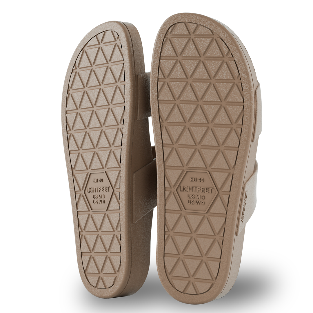 Lightfeet Double Strap Arch Support Slides — Latte (Unisex)