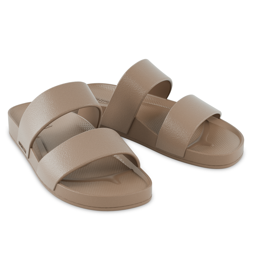 Lightfeet Double Strap Arch Support Slides — Latte (Unisex)
