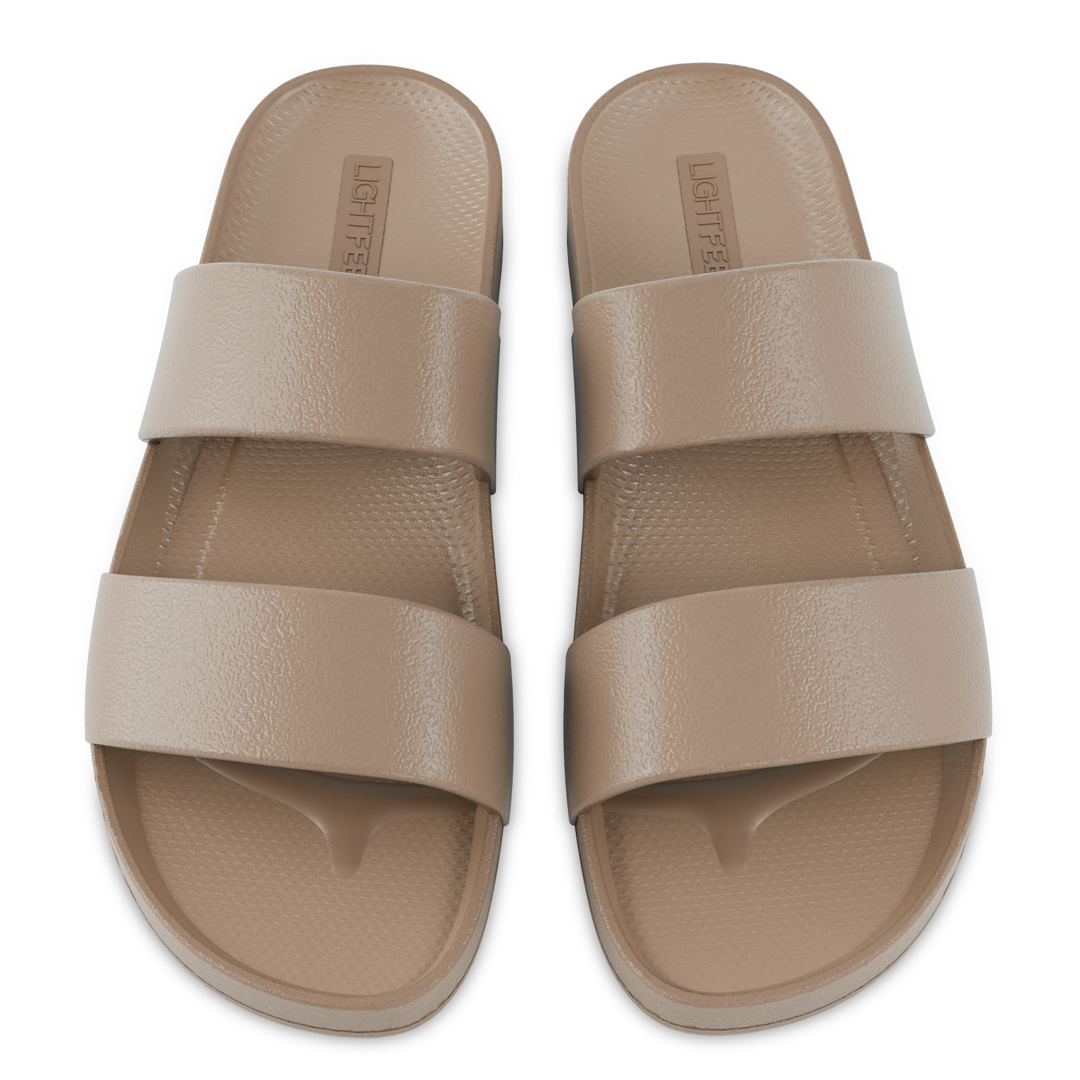 Lightfeet Double Strap Arch Support Slides — Latte (Unisex)