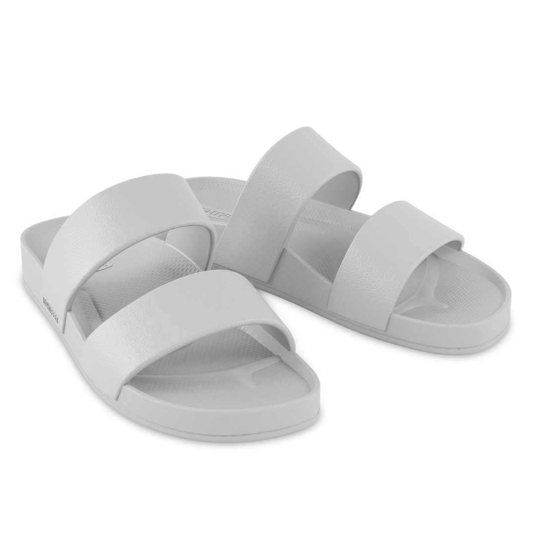 Lightfeet Double-Strap Arch Support Slides — White (Unisex)