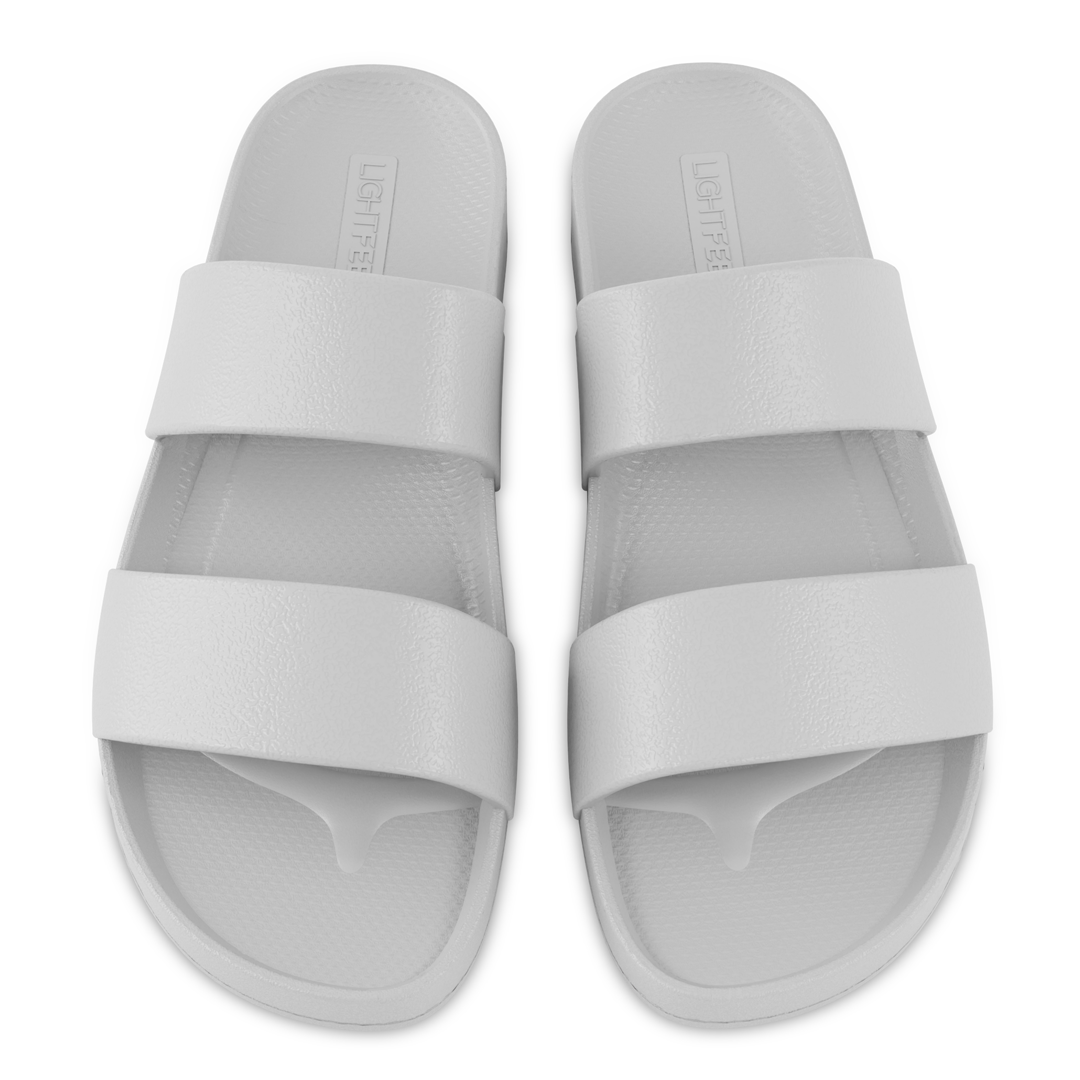 Lightfeet Double-Strap Arch Support Slides — White (Unisex)