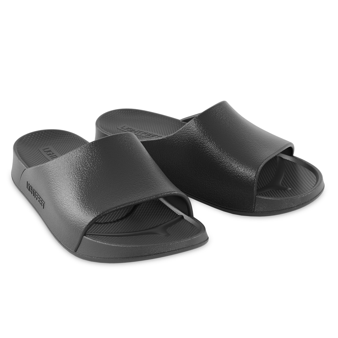 Lightfeet Single-Strap Arch Support Slides — Black (Unisex)