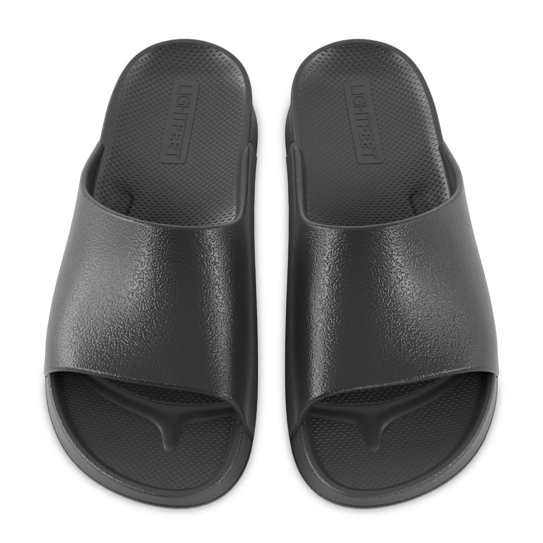 Lightfeet Single-Strap Arch Support Slides — Black (Unisex)