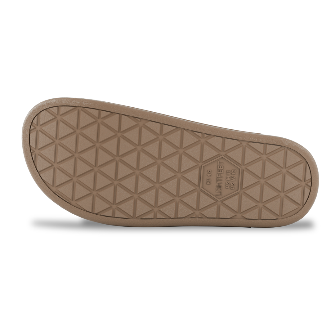 Lightfeet Arch Support Single Strap Slides — Latte