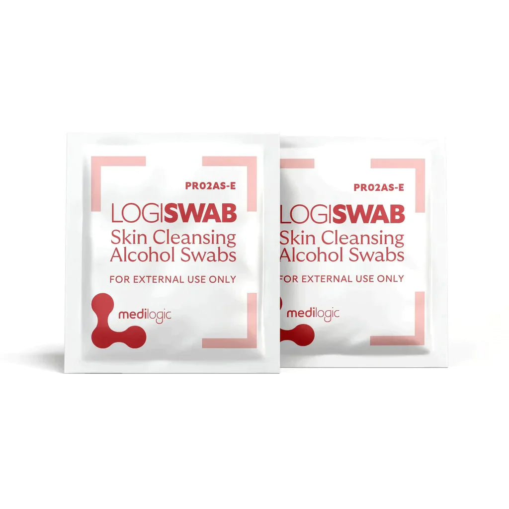 LOGISWAB Skin Cleansing Alcohol Swabs Prep Pads – Box of 200 (70% Isopropyl)