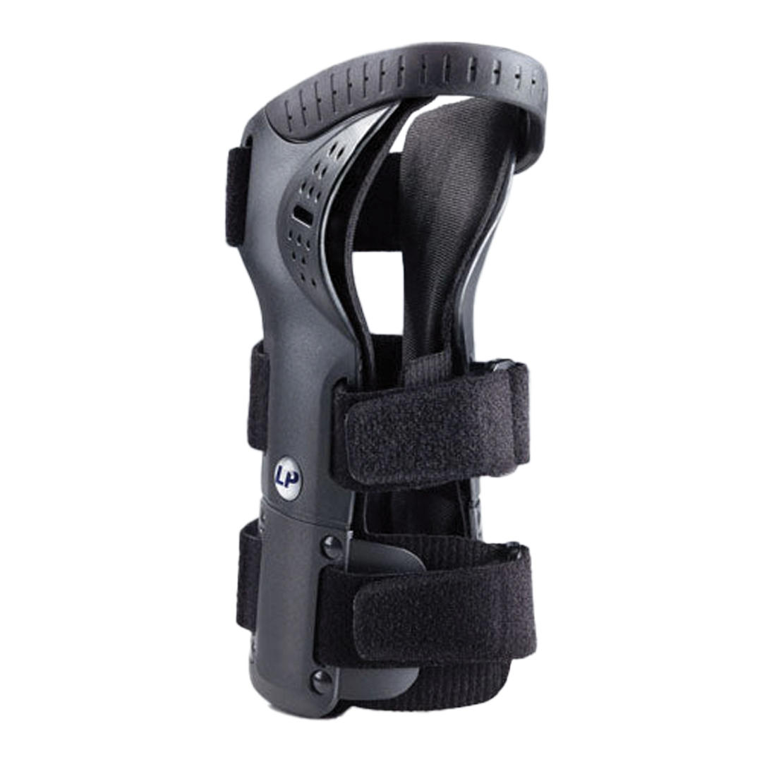Rigid wrist brace with ventilated pad and finger strap