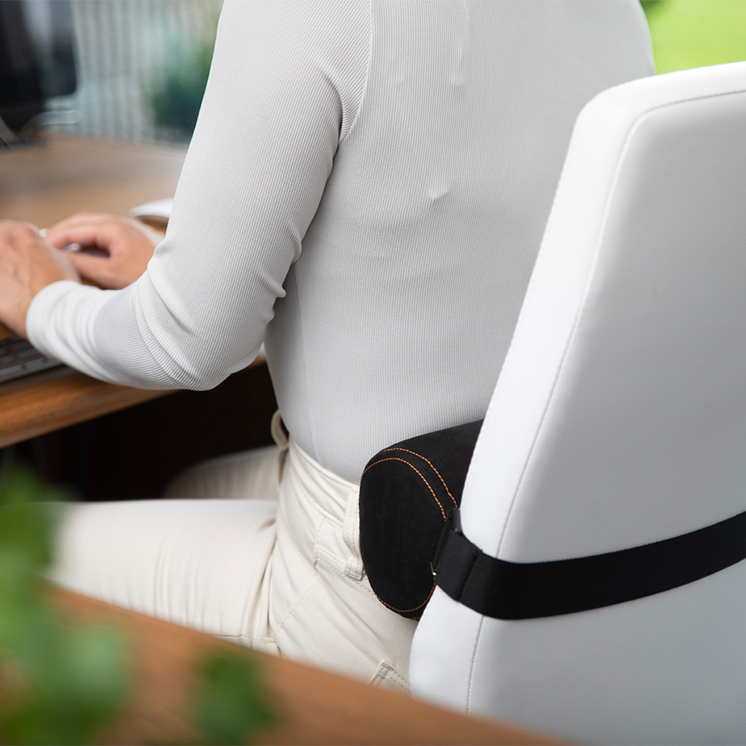 Lumbar roll for posture support - suede-type moulded foam