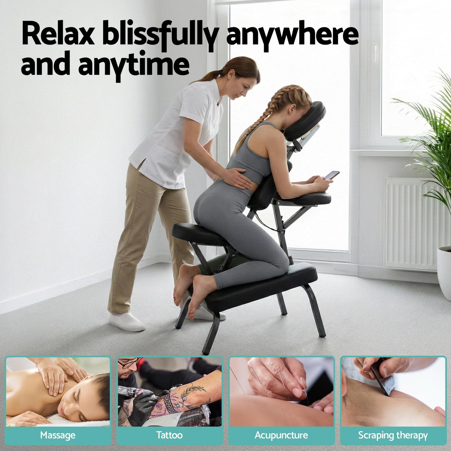 Portable Massage Chair Lightweight Folding Tattoo Lash Beauty Bed