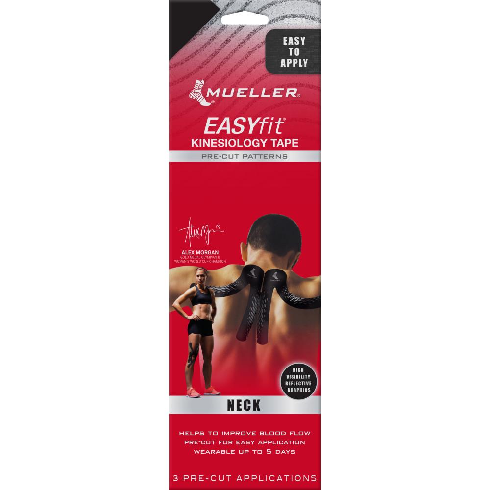 Mueller Easy Fit Pre-Cut Kinesiology Tape for Knee, Calf & Ankle - Black Y-Pattern 6 Strips, Pain Relief & Support