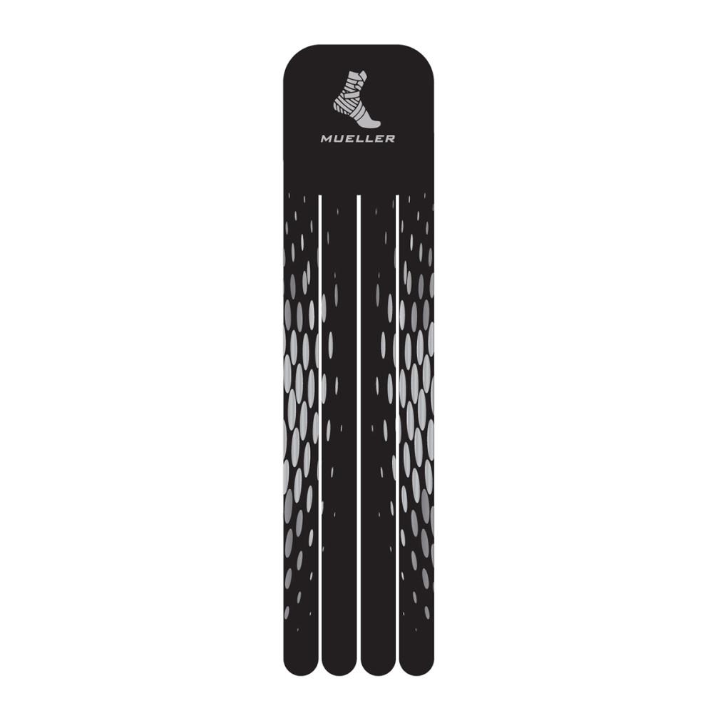 Mueller Easy Fit Pre-Cut Kinesiology Tape for Knee, Calf & Ankle - Black Y-Pattern 6 Strips, Pain Relief & Support
