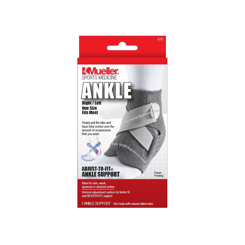 Mueller Adjust-To-Fit Ankle Support - Comfortable Adjustable Brace for Sports Injuries, Pain Relief