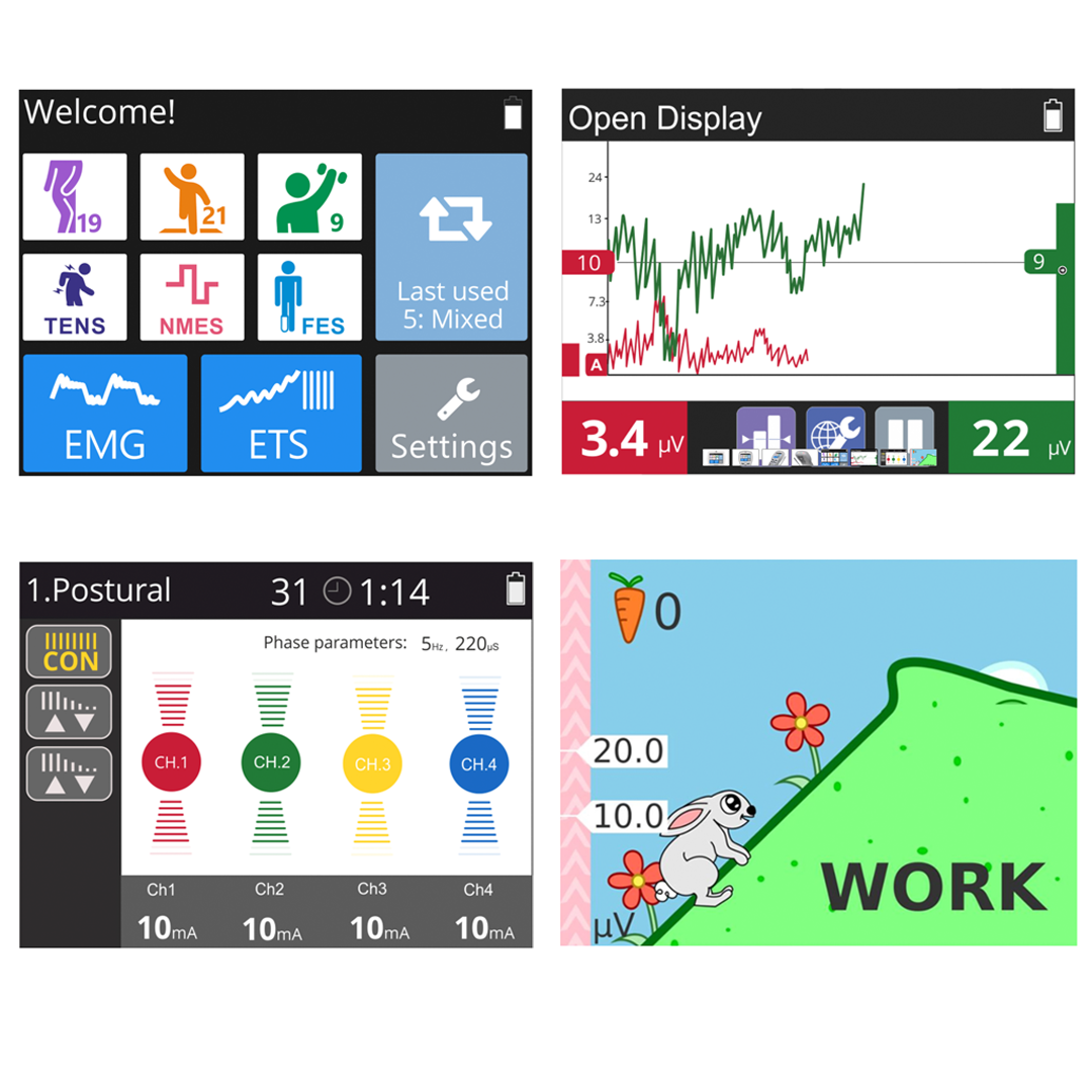 EMG biofeedback & NMES unit with colour touchscreen