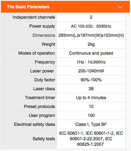 Low-Level Laser Therapy Unit: Adjustable 200-1040mW Output