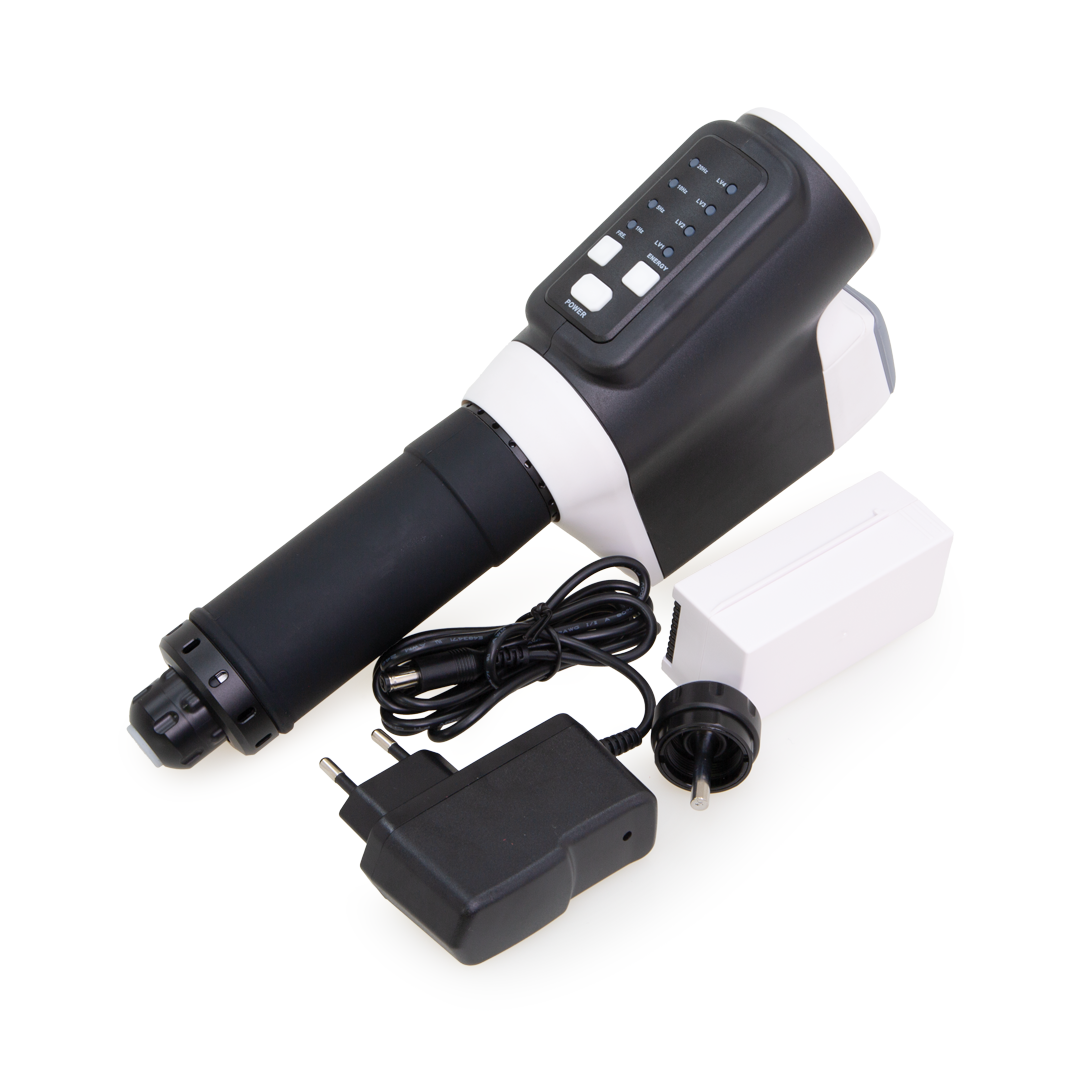 Portable shockwave handpiece kit — cordless handheld device