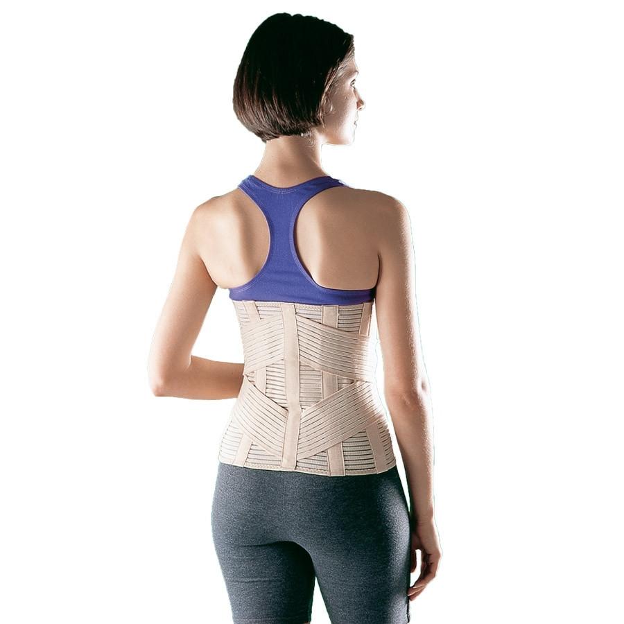 sacro lumbar support with adjustable front fastening