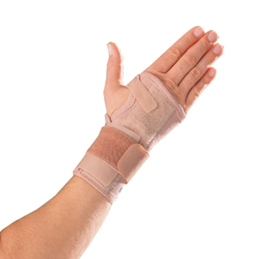 Wrist splint with elastic strap, reversible aluminium stay
