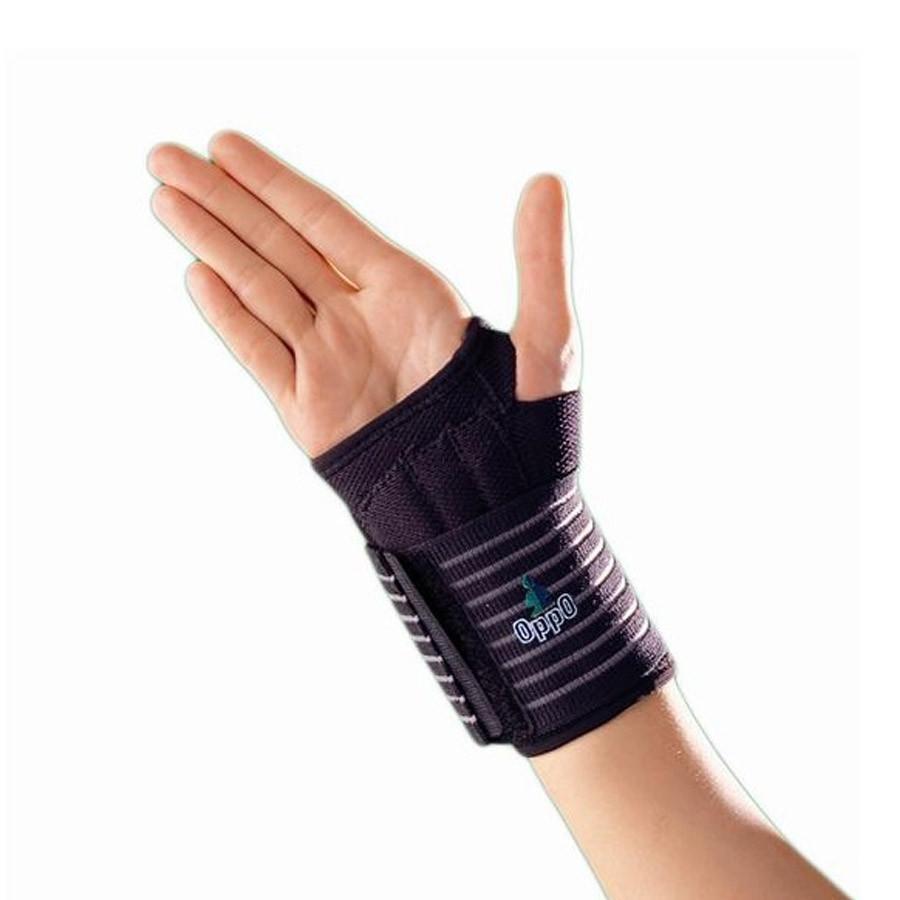 Wrist support with thumb lock and flexible spiral stays