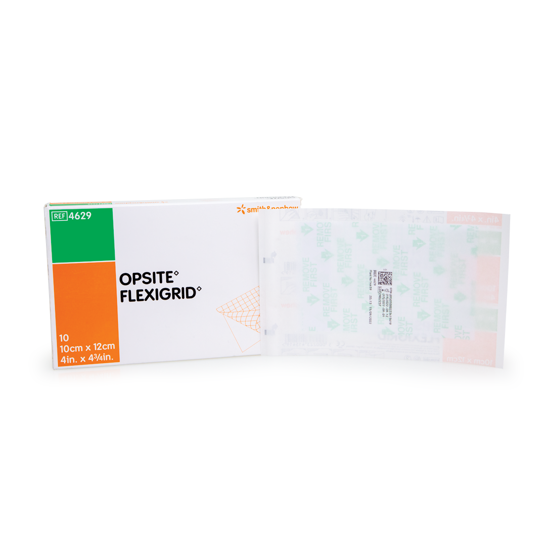 Transparent film dressing with measurement grid, waterproof