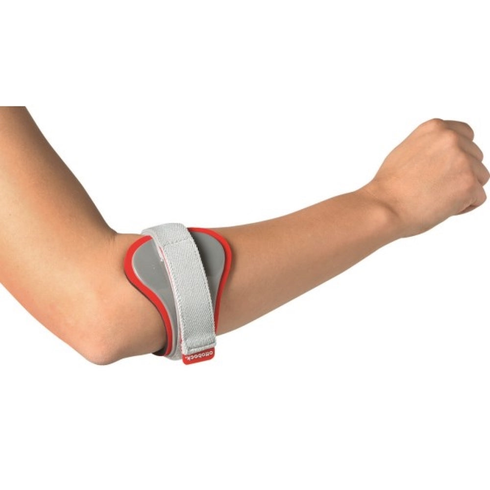 elbow strap for tennis elbow, neoprene-lined semi-rigid support