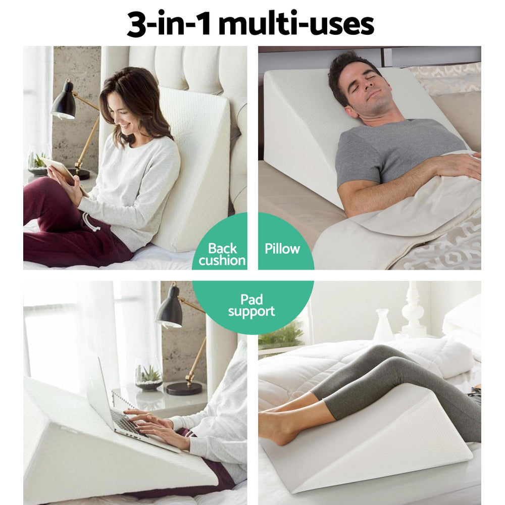 Wedge Pillow Support for Bed - White