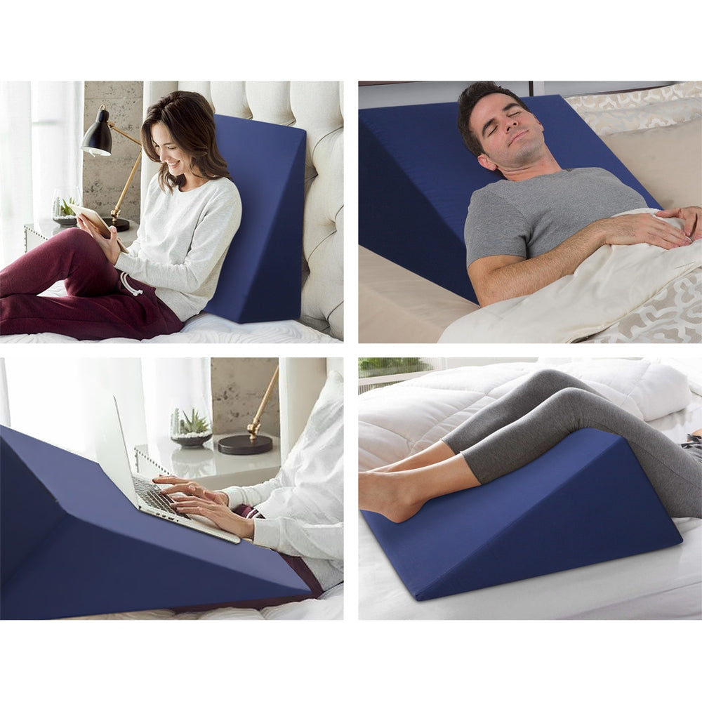 Wedge Pillow White & Blue