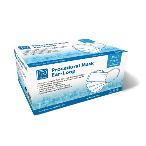 Premier Procedure Mask Ear Loop Level 2 Blue