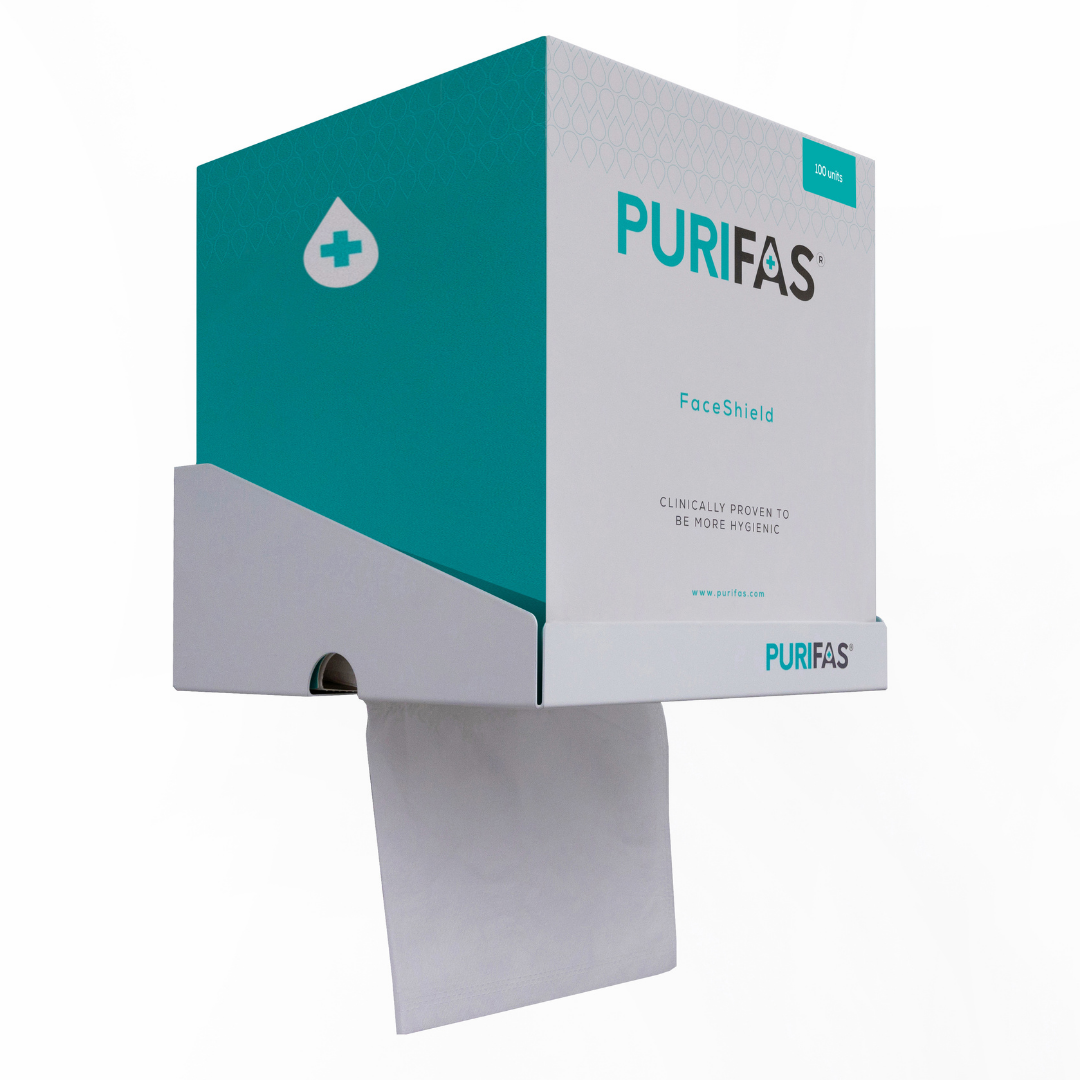 Purifas FaceShield Wall Mount – 21x24x10cm, White Powder-Coated Steel, Easy Installation, Clutter-Free Dispensing