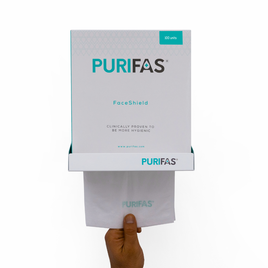 Purifas FaceShield Wall Mount – 21x24x10cm, White Powder-Coated Steel, Easy Installation, Clutter-Free Dispensing