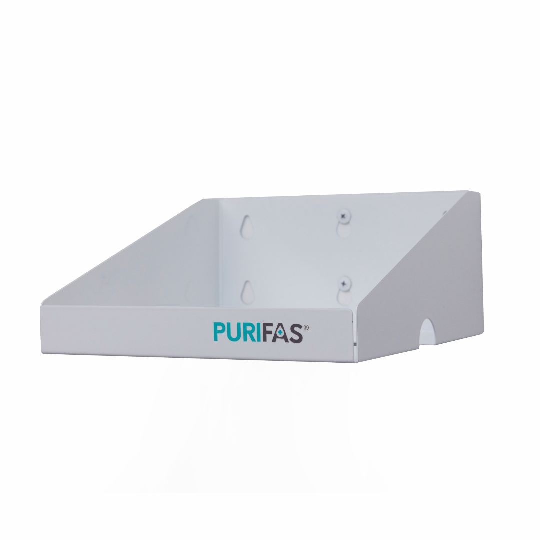 Purifas FaceShield Wall Mount – 21x24x10cm, White Powder-Coated Steel, Easy Installation, Clutter-Free Dispensing