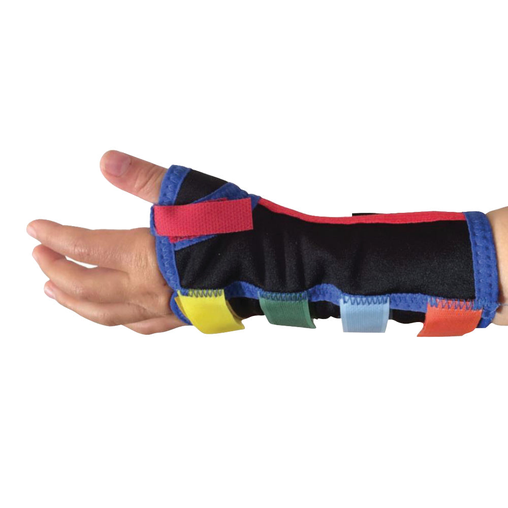 Paediatric wrist and thumb splint — adjustable lycra-fleece support