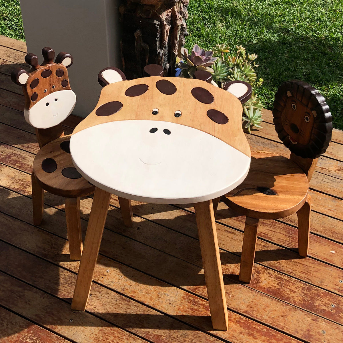 Giraffe Kids Table & Chair Set – Handmade Solid Hardwood